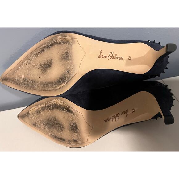 EUC Sam Edelman Heels With Spike Accents in Navy - Picture 4 of 6